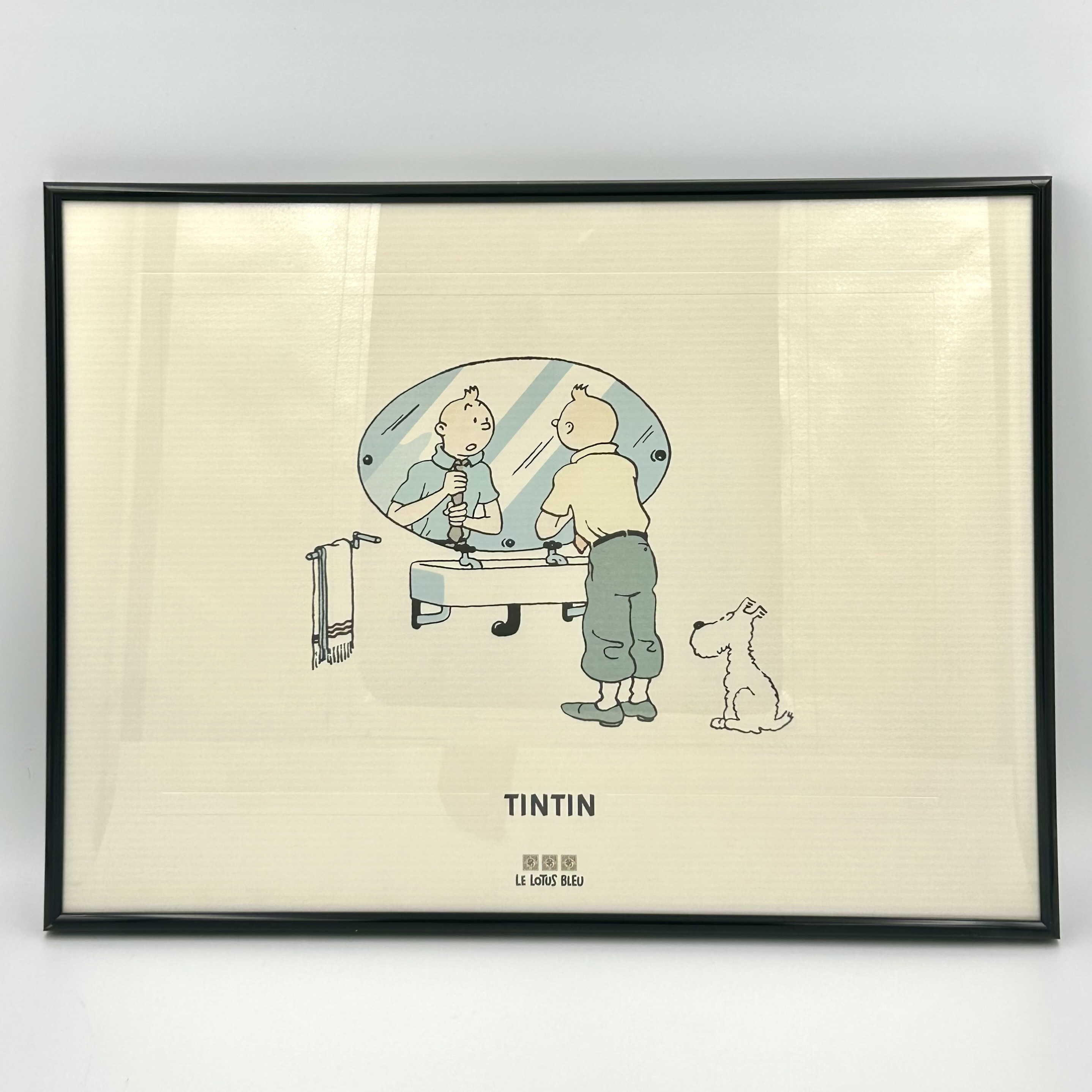 Official Moulinsart Tintin Lithograph featuring Tintin and Snowy from The Blue Lotus (Le Lotus Bleu)