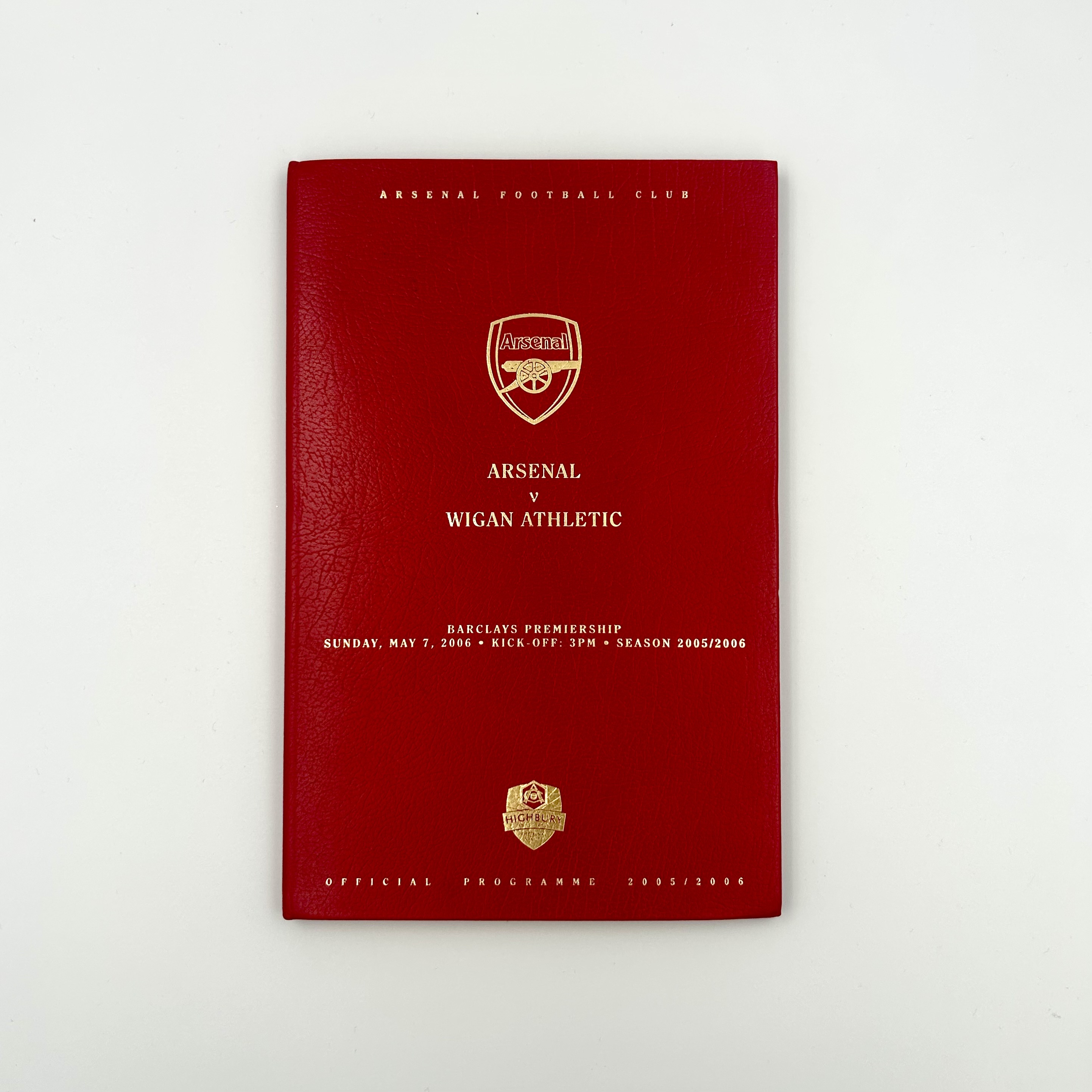 Official Leather bound final program at Highbury